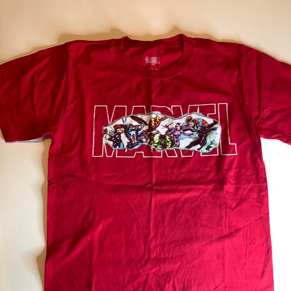 Boys medium red Marvel shirts